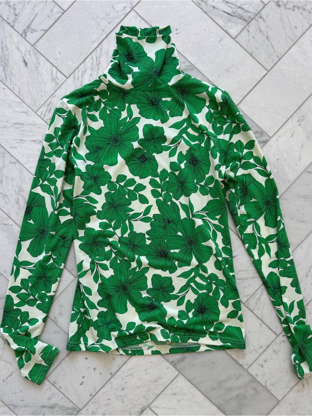 J. Crew Green and white floral Top